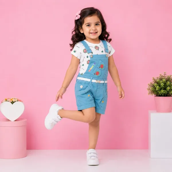 Girls_Denim_Dungaree_With_T_Shirt_Set