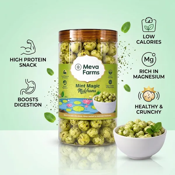 Meva_Farms_Mint_Magic_Roasted_Makhana_70g_&_Chunky_Chat_Masala_Roasted_Makhana_70g_(140g)_|_Combo_Pack_|_Healthy_Snack_|_High_Protein,_Low_Calorie_|_Gluten_Free_|_Roasted_Lotus_Seeds_|_No_Palm_Oil