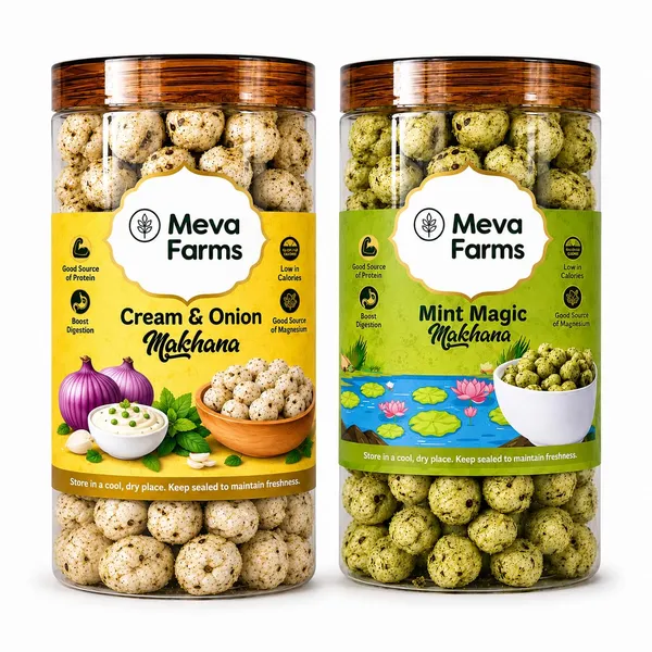 Meva_Farms_Cream_&_Onion_Roasted_Makhana_70g_&_Mint_Magic_Roasted_Makhana_70g_(140g)_|_Combo_Pack_|_Healthy_Snack_|_High_Protein,_Low_Calorie_|_Gluten_Free_|_Roasted_Lotus_Seeds_|_No_Palm_Oil