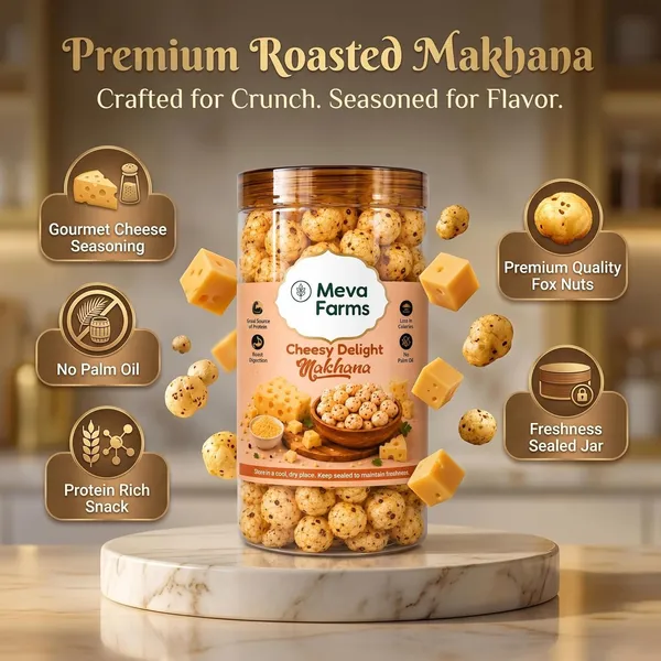 Meva_Farms_Cheesy_Delight_Roasted_Makhana_70g_&_Chunky_Chat_Masala_Roasted_Makhana_70g_(140g)_|_Combo_Pack_|_Healthy_Snack_|_High_Protein,_Low_Calorie_|_Gluten_Free_|_Roasted_Lotus_Seeds_|_No_Palm_Oil