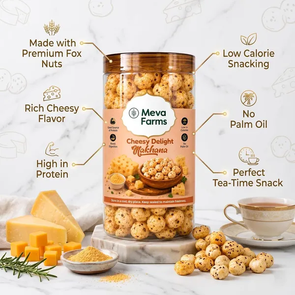 Meva_Farms_Cheesy_Delight_Roasted_Makhana_70g_&_Chunky_Chat_Masala_Roasted_Makhana_70g_(140g)_|_Combo_Pack_|_Healthy_Snack_|_High_Protein,_Low_Calorie_|_Gluten_Free_|_Roasted_Lotus_Seeds_|_No_Palm_Oil