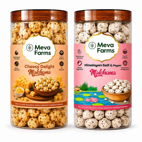 Meva_Farms_Cheesy_Delight_Roasted_Makhana_70g_&_Himalayan_Salt_&_Pepper_Roasted_Makhana_70g_(140g)_|_Combo_Pack_|_Healthy_Snack_|_High_Protein,_Low_Calorie_|_Gluten_Free_|_Roasted_Lotus_Seeds_|_No_Palm_Oil