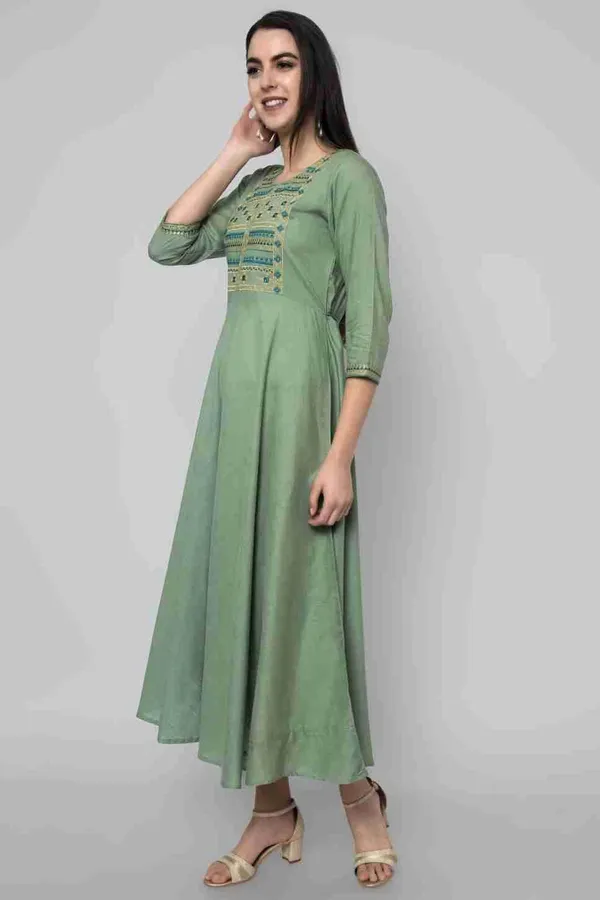 Green_Floral_Embroidered_Mirror_Work_A-Line_Midi_Ethnic_Dress_For_Women