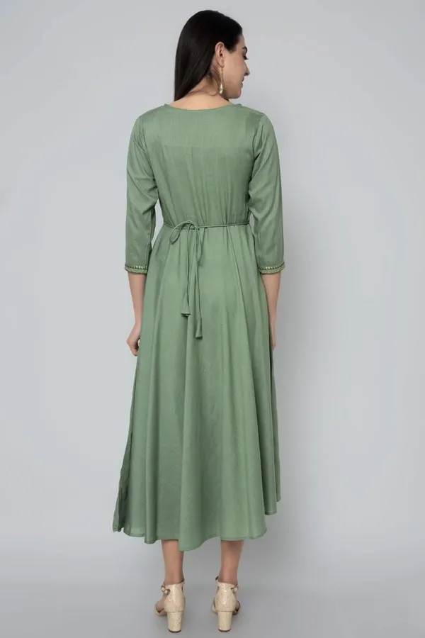 Green_Floral_Embroidered_Mirror_Work_A-Line_Midi_Ethnic_Dress_For_Women