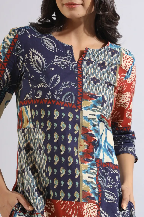 Multicolour_Jungle_Gem_Patches_Collared_Cotton_Co-ord_Set_For_Women