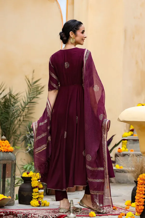 Wine_Sitara_Gold_Printed_Suit_Set_For_Women
