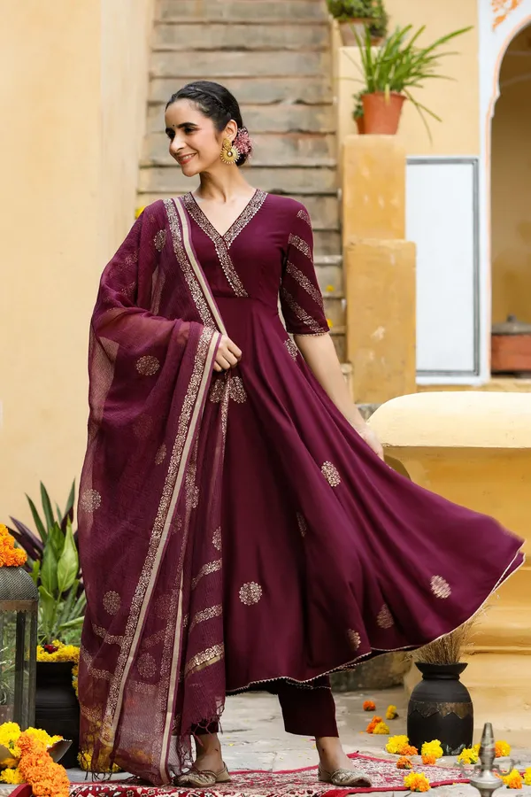 Wine_Sitara_Gold_Printed_Suit_Set_For_Women