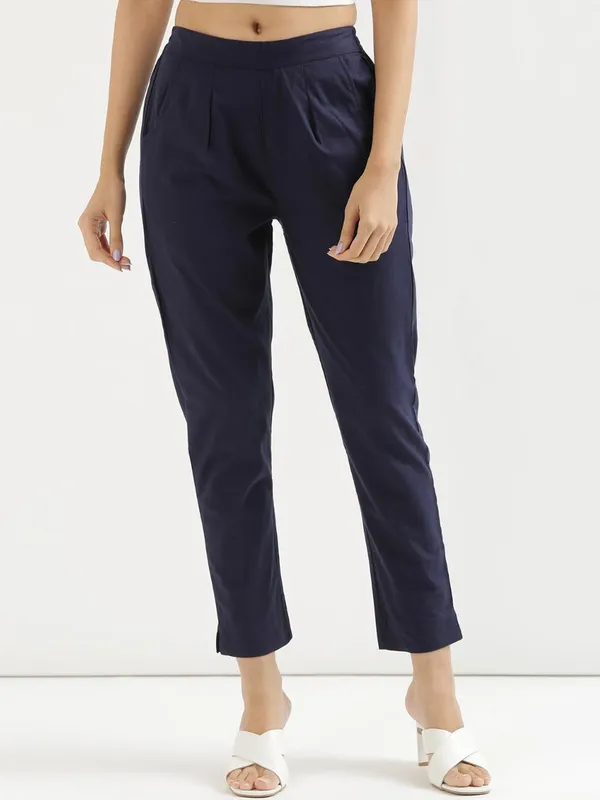 Navy_Blue_Mid-Rise_Cotton_Trousers_For_Women