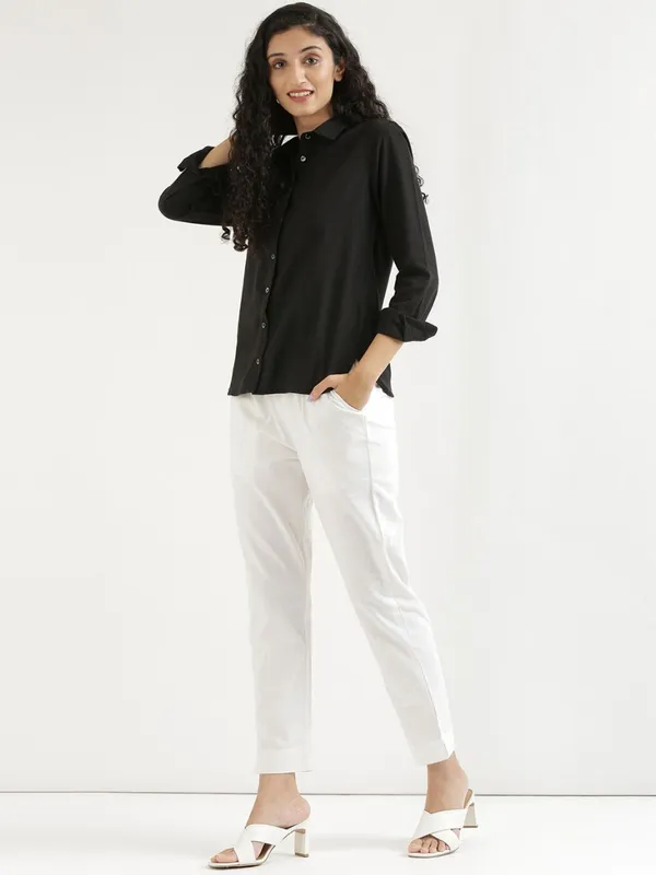 White_Mid-Rise_Cropped_Cotton_Pant_Trousers_For_Women