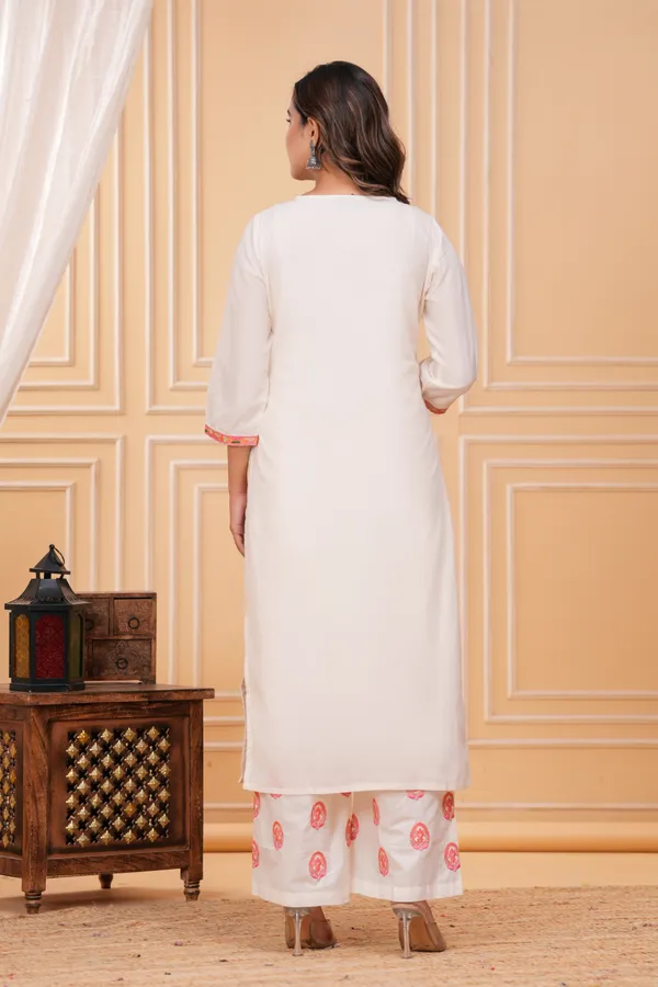 Off_White_&_Pink_Cotton_Floral_Thread_Work_Kurta_with_Palazzos_&_Dupatta_For_Women