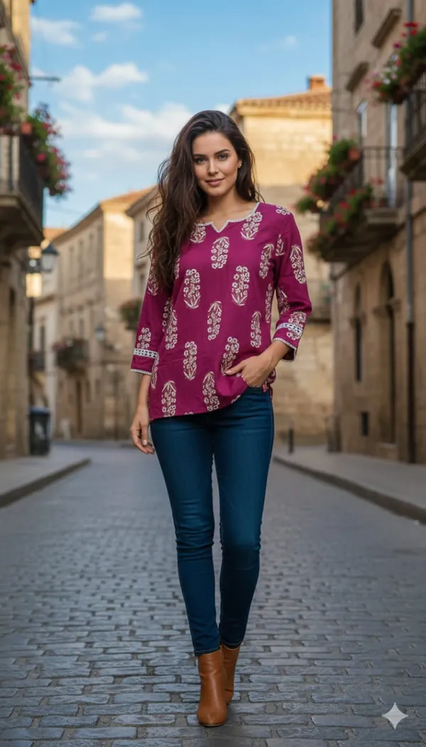 Wine_V-Neck_Fitted_Top_With_Lace_Inserts_For_Women