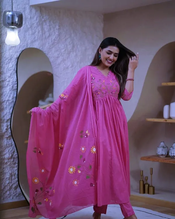 Beautiful_Trendy_embroidery_work_Kurta_and_pant_with_dupatta_for_Girls_and_Women's