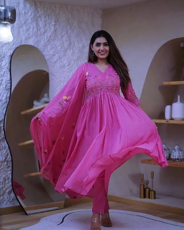 Beautiful_Trendy_embroidery_work_Kurta_and_pant_with_dupatta_for_Girls_and_Women's