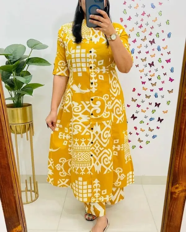 Beautiful_Trendy_print_design_kurta_and_pant_for_Girls_and_Women's