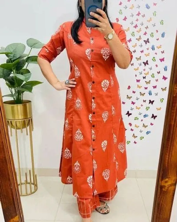 Beautiful_cotton_print_work_design_kurta_pant_for_Girls_and_Women's