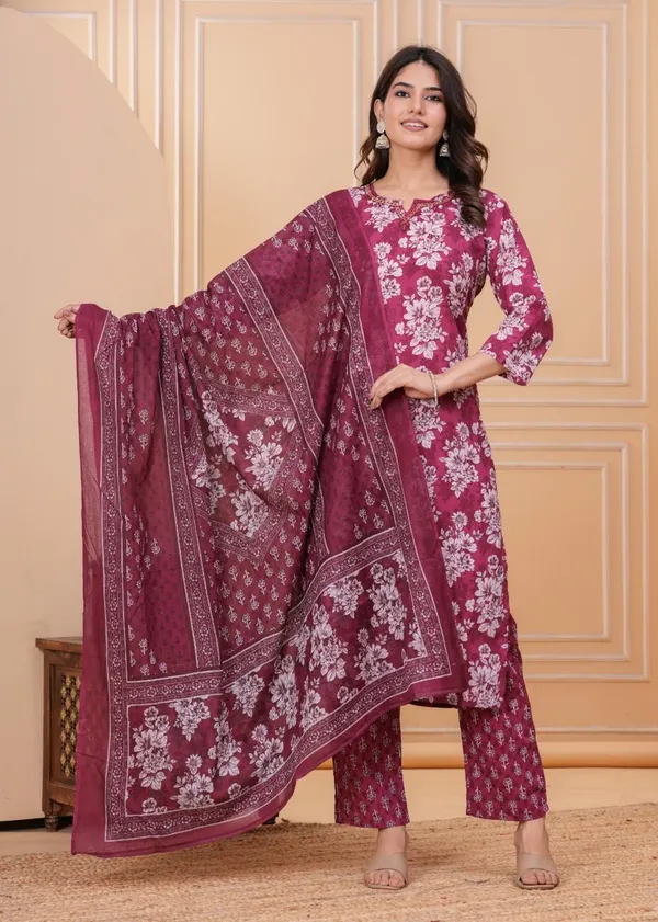 Beautiful_print_work_kurta_pant_with_dupatta_for_Girls_and_Women's