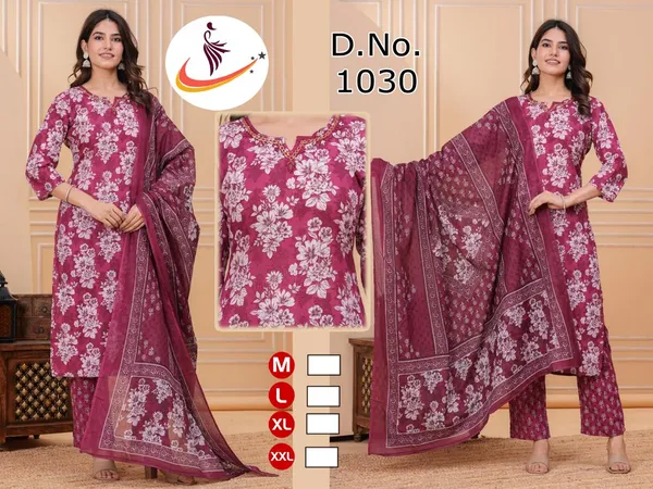 Beautiful_print_work_kurta_pant_with_dupatta_for_Girls_and_Women's