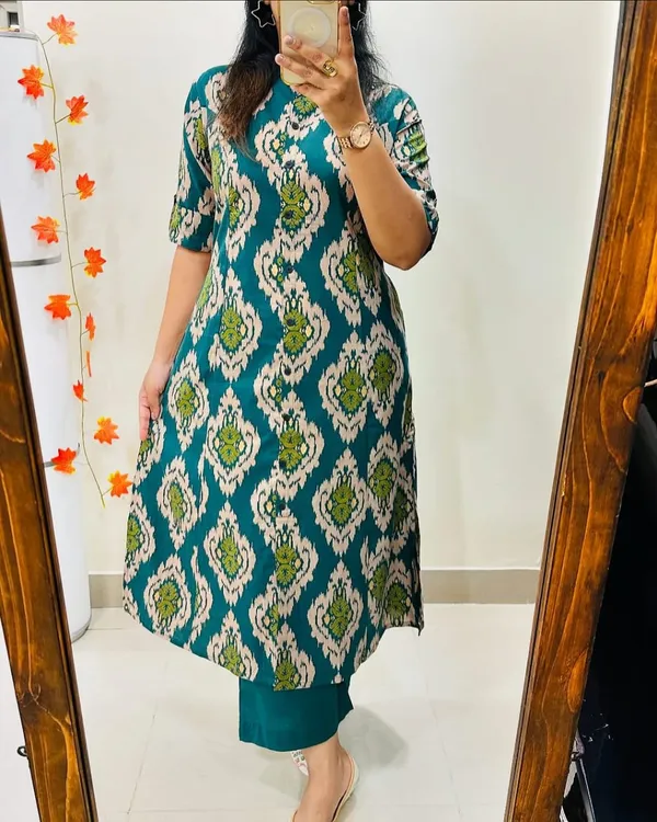 Beautiful_stylish_print_kurta_and_pant_for_Girls_and_Women's