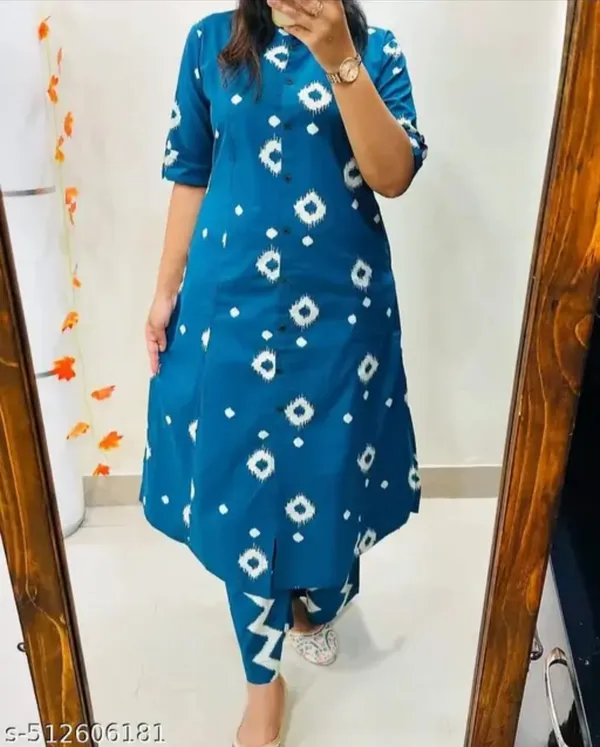 Beautiful_trendy_print_work_kurta_and_pant_for_Girls_and_Women's