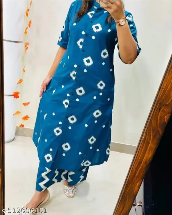 Beautiful_trendy_print_work_kurta_and_pant_for_Girls_and_Women's