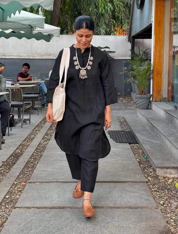 Black_Black_Cotton_Slub_Kurti_With_Pant_Set__For_Women