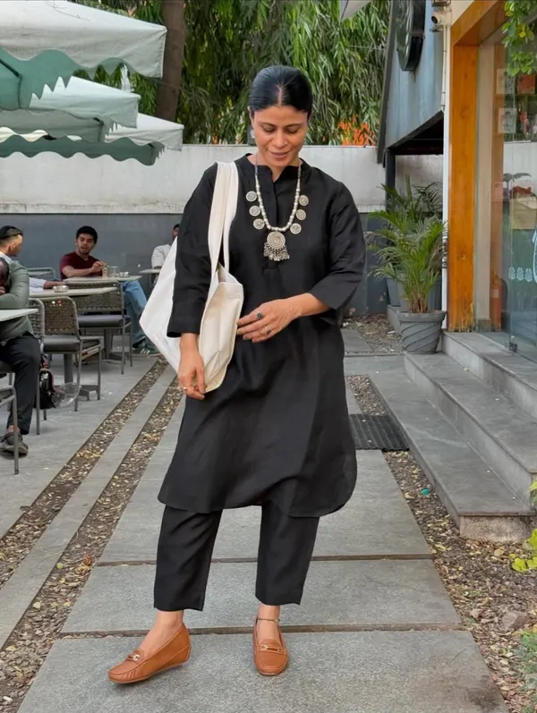 Black_Black_Cotton_Slub_Kurti_With_Pant_Set__For_Women