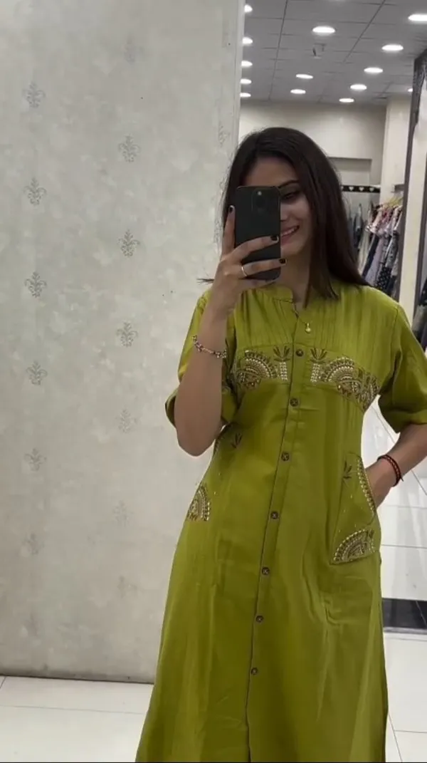 Green_Latest_Embroidery_Cotton_Slub_Kurta_And_Pant_Set_For_Women