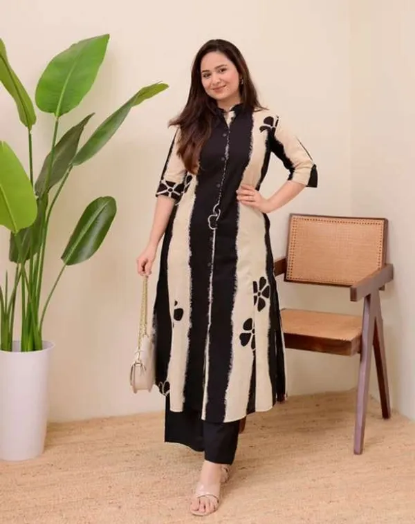 Stylish_black_cotton_kurta_and_pant_for_Girls_and_Women's
