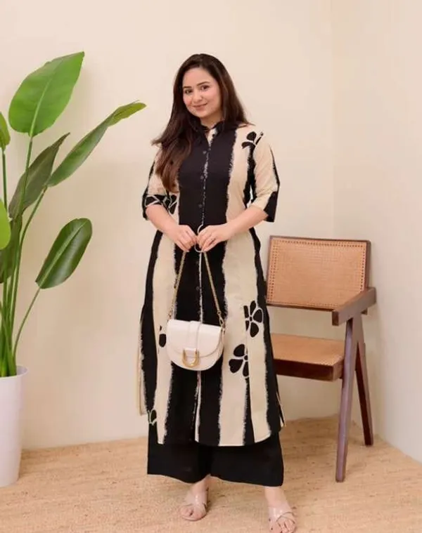Stylish_black_cotton_kurta_and_pant_for_Girls_and_Women's