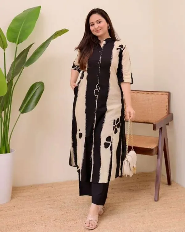 Stylish_black_cotton_kurta_and_pant_for_Girls_and_Women's