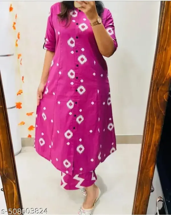 Stylish_cotton_jaipuri_print_work_kurta_and_pant_For_Girls_and_Women's