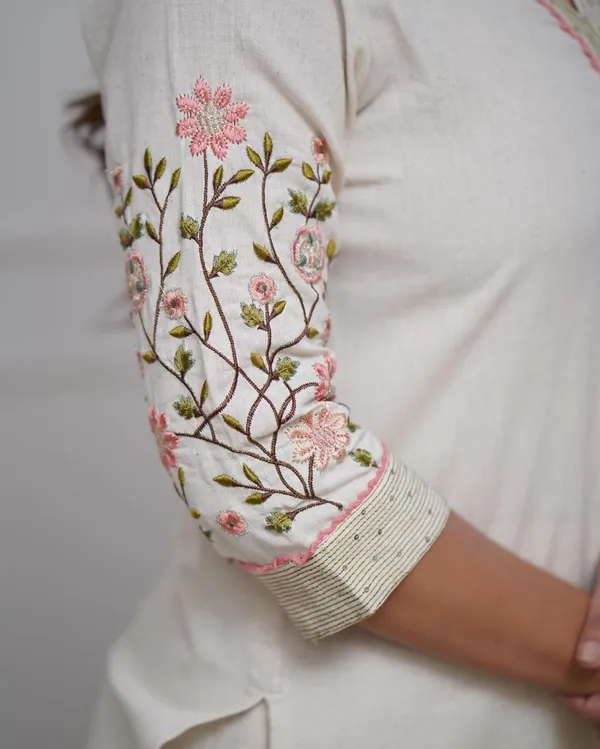 Stylish_embroidery_work_kurta_and_pant_for_Girls_and_Women's