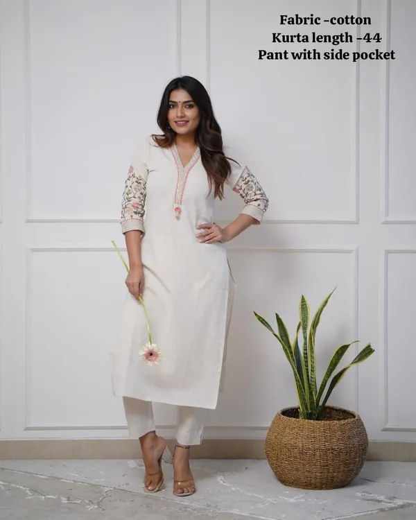 Stylish_embroidery_work_kurta_and_pant_for_Girls_and_Women's