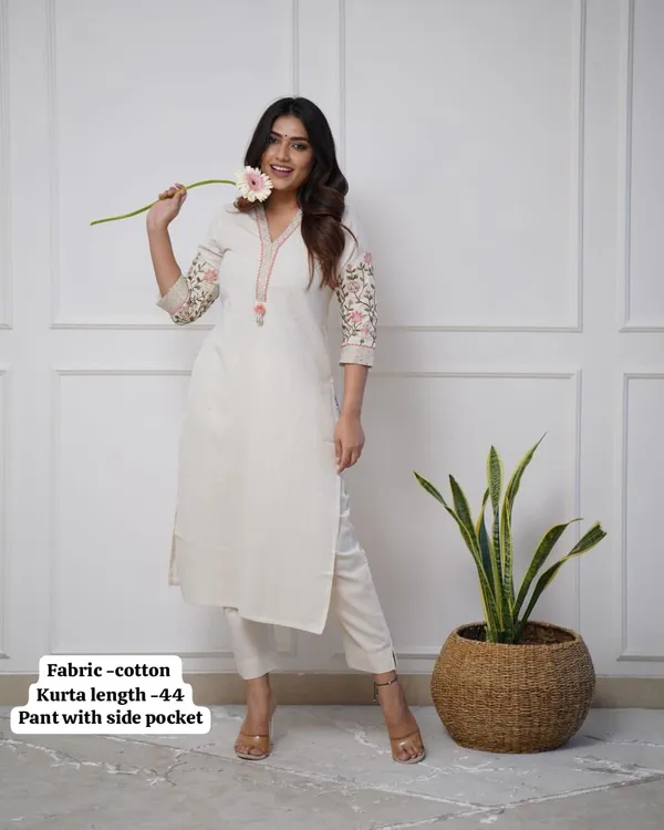 Stylish_embroidery_work_kurta_and_pant_for_Girls_and_Women's