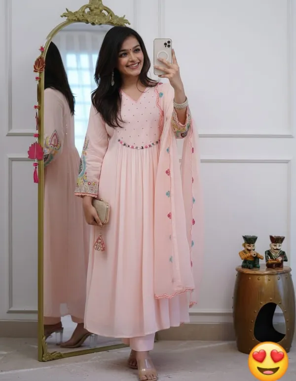 Stylish_flared_kurta_pant_with_dupatta_for_Girls_and_Women's