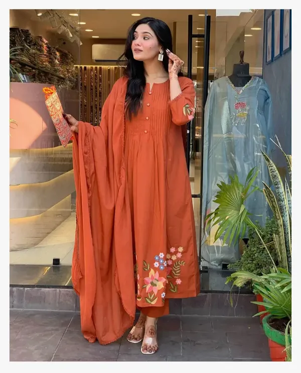 Unique_design_Embroidery_work_kurta_pant_with_dupatta_for_Girls_and_Women's
