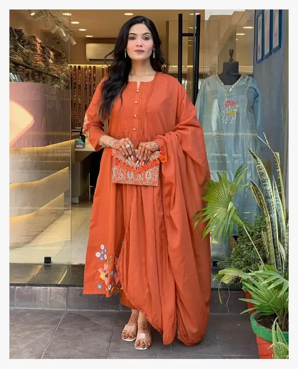 Unique_design_Embroidery_work_kurta_pant_with_dupatta_for_Girls_and_Women's