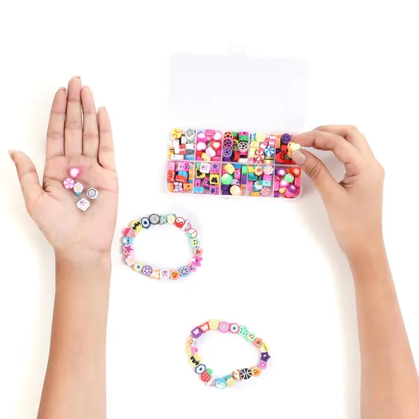 Multicolor_10-Partition_Rubber_Beads_Bracelet_Making_Kit_for_Kids_|_10_Designs_of_Emoji,_Heart,_Flower,_Butterfly_Beads_|_Includes_Elastic_Thread_&_Mini_Scissors_|_DIY_Jewellery_Craft_Set_for_Girls_&_Boys