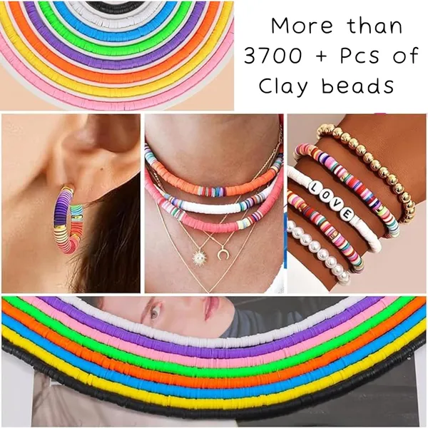Multicolor_DIY_Jewelry_Making_Kit_-_3700+_Clay_Beads,_Alphabet_Beads,_5_pcs_of_Pendant_Charms,_and_Elastic_Roll_for_Bracelets_&_Necklaces_(Plain_Color)