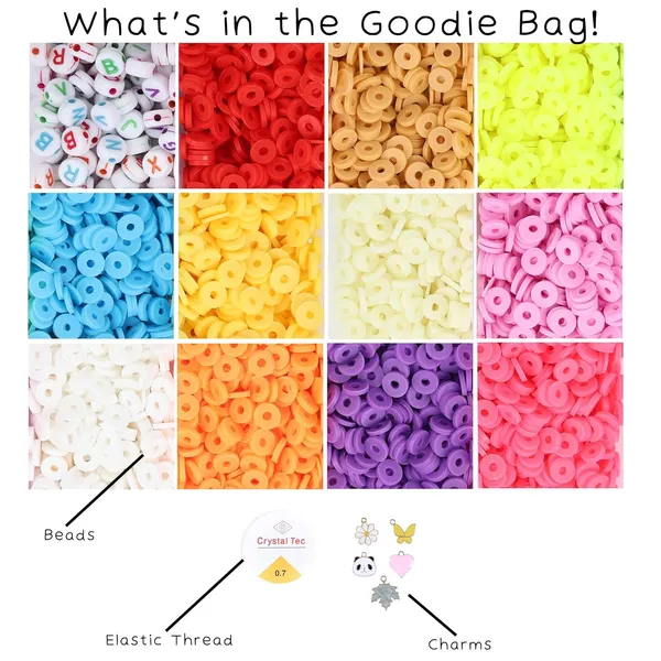 Multicolor_DIY_Jewelry_Making_Kit_-_3700+_Clay_Beads,_Alphabet_Beads,_5_pcs_of_Pendant_Charms,_and_Elastic_Roll_for_Bracelets_&_Necklaces_(Plain_Color)