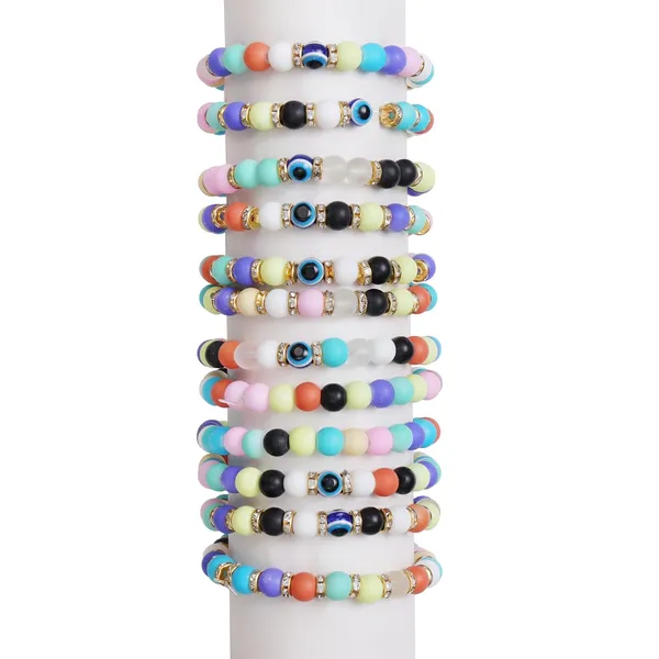 Multicolor_600+_Glass_Beads_DIY_Bracelet_Making_Craft_kit_for_Girls_and_Boys_Includes_11_Colors_of_Glass_Beads,_Evil_Eye_Beads,_Thread_Cutter,_Elastic_Thread,_Jute_Bag_(Matt_Glass_Beads)