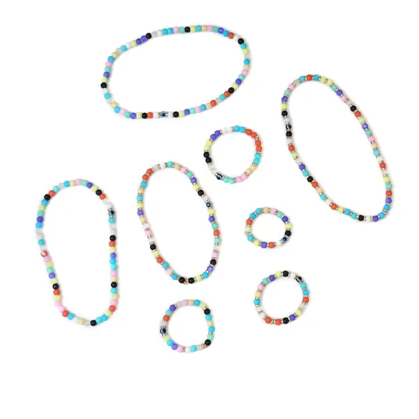 Multicolor_600+_Glass_Beads_DIY_Bracelet_Making_Craft_kit_for_Girls_and_Boys_Includes_11_Colors_of_Glass_Beads,_Evil_Eye_Beads,_Thread_Cutter,_Elastic_Thread,_Jute_Bag_(Matt_Glass_Beads)