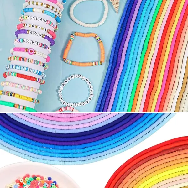 Multicolor_DIY_Jewelry_Making_Kit_-_3700+_Clay_Beads,_Alphabet_Beads,_5_pcs_of_Pendant_Charms,_and_Elastic_Roll_for_Bracelets_&_Necklaces_(Tiger_Print)