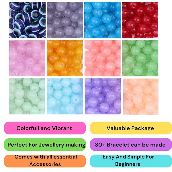 Multicolor_600+_Glass_Beads_DIY_Bracelet_Making_Craft_kit_for_Girls_and_Boys_Includes_11_Colors_of_Glass_Beads,_Evil_Eye_Beads,_Thread_Cutter,_Elastic_Thread,_Jute_Bag