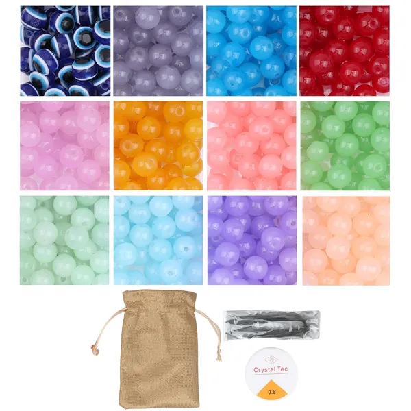Multicolor_600+_Glass_Beads_DIY_Bracelet_Making_Craft_kit_for_Girls_and_Boys_Includes_11_Colors_of_Glass_Beads,_Evil_Eye_Beads,_Thread_Cutter,_Elastic_Thread,_Jute_Bag