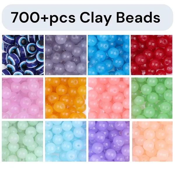 Multicolor_600+_Glass_Beads_DIY_Bracelet_Making_Craft_kit_for_Girls_and_Boys_Includes_11_Colors_of_Glass_Beads,_Evil_Eye_Beads,_Thread_Cutter,_Elastic_Thread,_Jute_Bag