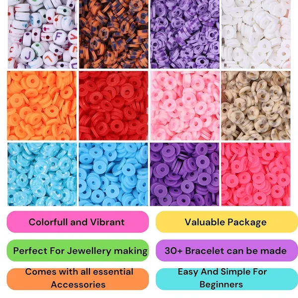 Multicolor_DIY_Clay_Beads_for_Craft_Necklace_Bracelet_-_11_Colors,_Alphabet_Beads,_Thread_Cutter,_Elastic_Thread,_Jute_Bag_(5,000_PCS)_(12_Tiger_Plain_Mix)