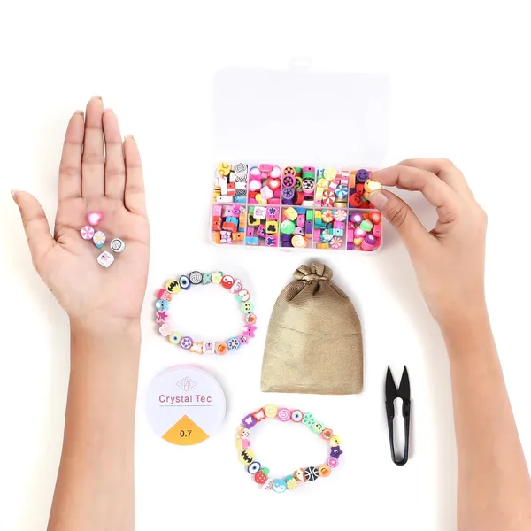 Multicolor_10-Partition_Rubber_Beads_Bracelet_Making_Kit_for_Kids_|_10_Designs_of_Emoji,_Heart,_Flower,_Butterfly_Beads_|_Includes_Elastic_Thread_&_Mini_Scissors_|_DIY_Jewellery_Craft_Set_for_Girls_&_Boys