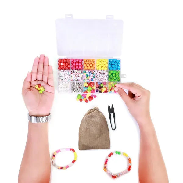 Multicolor_15-Compartment_Bracelet_Making_Kit_for_Girls_&_Kids__400+_Colorful_Beads_Including_Alphabet,_Smiley,_Fruit,_Metallic,_Pearl,_and_Charms__DIY_Jewelry_Craft_Set_with_Cutter,_Elastic_Thread_&_Gift_Bag_birthday_1_2_3_4_5_6_7_8_9_age_years_(8mm_Opaque)