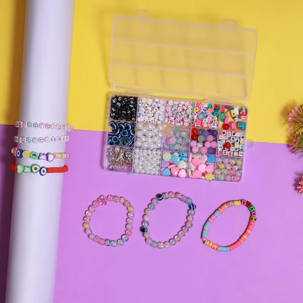 Multicolor_15-Compartment_Bracelet_Making_Kit_for_Girls_&_Kids__400+_Beads_Including_Evil_Eye,_Pearl,_Alphabet,_Smileys,_Hearts,_Charms_&_Tools__DIY_Jewelry_Craft_Set_with_Cutter,_Elastic_Thread_&_Gift_Bag_Birthday_girls_2_3_4_5_6_7_8_9_years_(All_mix)